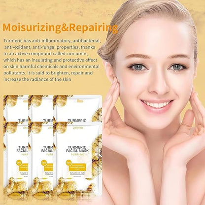 10 Sheets Masks Turmeric Face Sheet Mask for Women, Hydrating Face Masks Skincare, Facial Mask Sheet Facial Masks for Breakouts Pimple Oil Control, Bulk Face Masks Suitable for All Skin Types