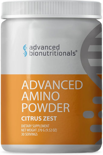 ??Advanced Amino Powder, Amino Acid Supplement, Build Muscle, Post Workout Recovery, Energy,Non-GMO, Gluten Free, Dairy Free, Vegan (30 Servings) (9.52oz, Citrus Zest)