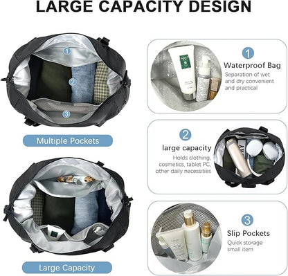 Gym Bag for Men Women, Tactical Travel Duffel bag with Removable Dividers & Shoe Compartment, Weekender Carry on Bag with Toiletry Bag, Overnight Range Bag for Workout Soccer Yoga Gym