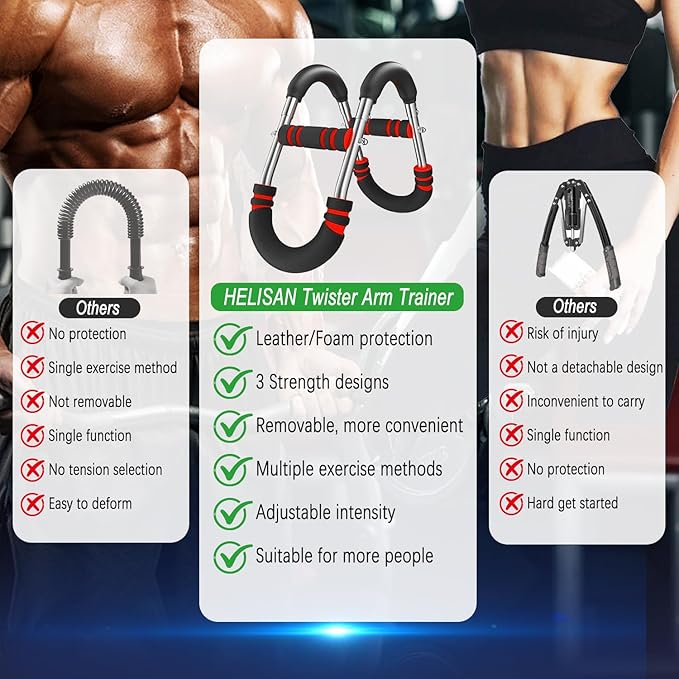 Twister Arm Trainer, 60-110lb Adjustable Chest Workout Equipment - Arm Trainer for Men - Portable Chest Trainer, Shoulders & Forearms Muscle Training Exercise Equipment for Men Women