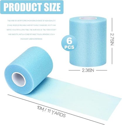 Blue Prewrap,Prewrap Athletic Tape,6 Roll Pre wrap Headbands for Hair Soccer,Foam Underwrap Sports Wrap for Ankles Wrists Hands Knees Elbows 2.75 Inches X 12 Yards
