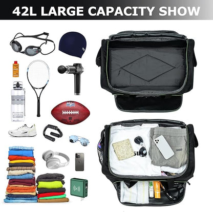 Mens Gym Bag 21 inch Large Overnight Weekender Duffle Bag for Travel Sport-Green/Black