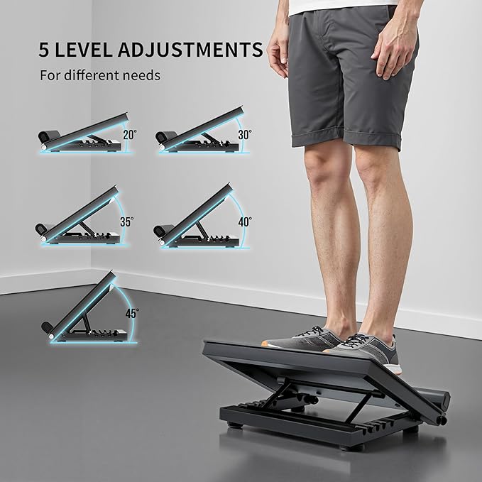 PROIRON Steel Slant Board for Calf Stretching，Calf Stretcher Slant Board for Squats 5 Adjustable Incline Angles，Incline Board 660lbs Weight Capacity for Ankle Stretching Training Home Gym