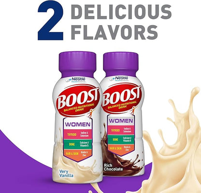 BOOST Women Balanced Nutritional Drink, Very Vanilla, 8 fl oz (Pack of 24)