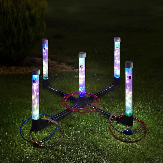 YEEA LED Ring Toss Game for Kids, Adults | Glow in The Dark LED Outdoor Yard Games | Perfect for