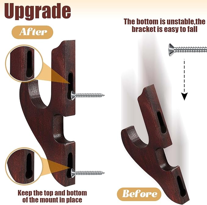 Chunful 2 Pcs Sword Wall Mount Sword Holder Katana Stand 1 Tier Hanger Adjustable Wooden Mounts for Samurai(5.91 x 2.76 x 1.38 Inches,Reddish Brown)