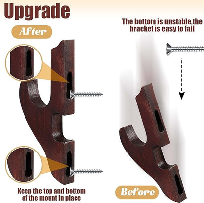 Chunful 2 Pcs Sword Wall Mount Sword Holder Katana Stand 1 Tier Hanger Adjustable Wooden Mounts for Samurai(5.91 x 2.76 x 1.38 Inches,Reddish Brown)