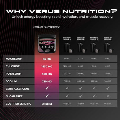 Electrolytes Powder No Sugar- Zero Calorie Hydration Powder | Sugar Free Electrolytes for Fasting, Keto & Vegan | Natural Ingredients Electrolyte Mix for Energy Boost, 60 Servings