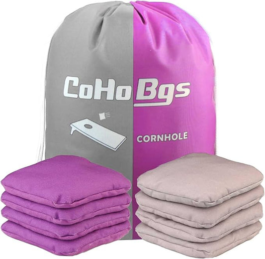 CoHoBgs Corn Hole Bags Set 8, Professional Cornhole Bags Dual-Sided Slick & Stick Resin Filled