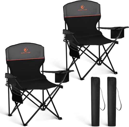 HIGH POINT SPORTS 2 Pack Portable Camping Chair for Adults, Folding Outdoor Camp Chair Lightweight