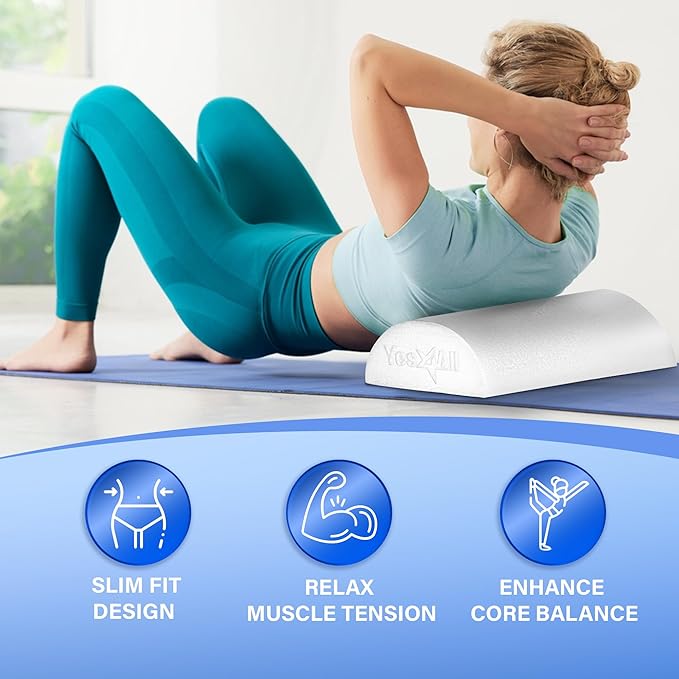 Yes4All Medium Firm Half Foam Rollers for Post-Workout Relaxation, 12/18/24/36 inch PE Foam Roll for Back Massage & Yoga Exercise