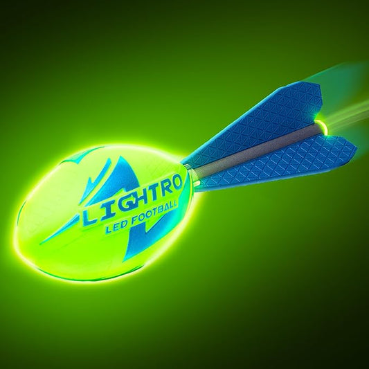 LIGHTRO - Foam Glow in The Dark Football - Super Bright - Smart LEDs - Batteries Included