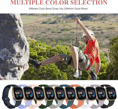 Compatible with Fitbit Versa 4 / Fitbit Versa 3 / Fitbit Sense/Sense 2 Bands, Soft Silicone Replacement band for Women Men 2 Pack