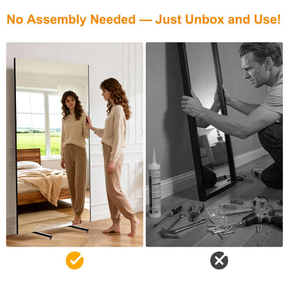 brisafe Rolling Full‑Length Gym Mirror with Wheels, 67" x 39"Oversized Shatterproof Nano