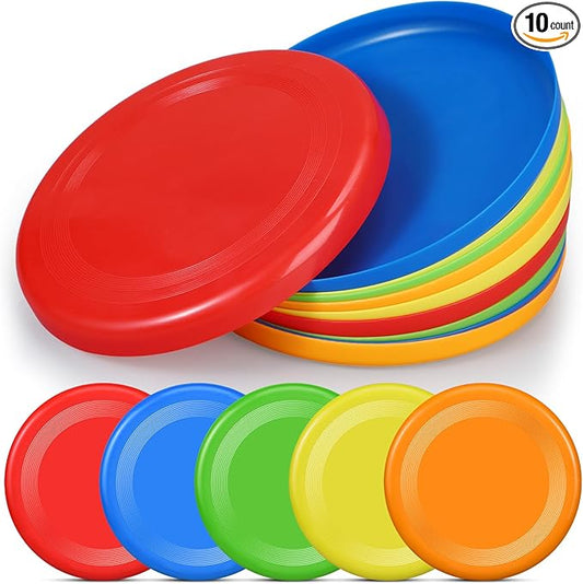 10 Pack Flying Disc Disk Flyer Disc Outdoor Training Interactive Flying Discs Bulk for Adults Dogs for Sports Favors, 5 Colors
