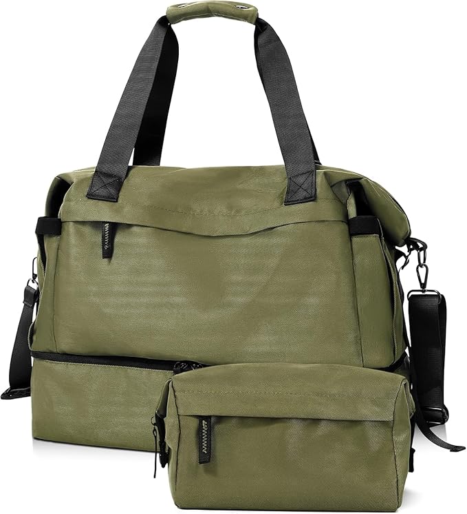 Gym Bag for Men Women, Tactical Travel Duffel bag with Removable Dividers & Shoe Compartment, Weekender Carry on Bag with Toiletry Bag, Overnight Range Bag for Workout Soccer Yoga Gym