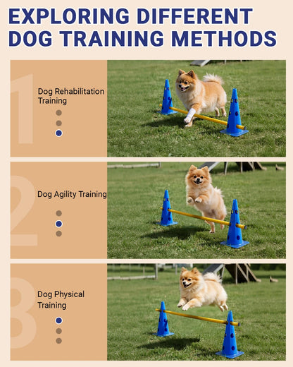 Lupar Dog Agility Course Backyard Set, Dog Agility Hurdle Cone Set with Height Adjustable Crossbar