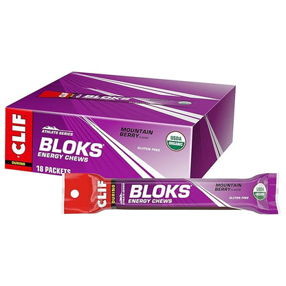 CLIF BLOKS - Mountain Berry Flavor - Energy Chews - Non-GMO - Plant Based - Fast Fuel for Cycling and Running - Quick Carbohydrates and Electrolytes - 2.12 oz. (18 Count)