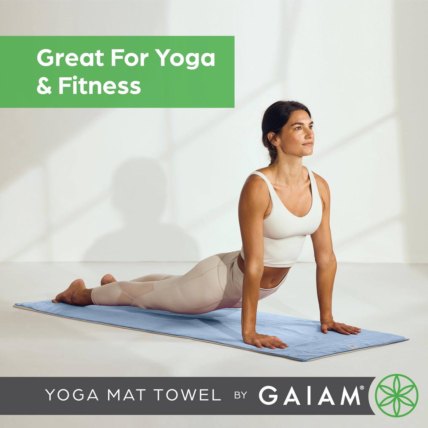 Gaiam Yoga Mat Towel, Non-Slip Microfiber (Black)