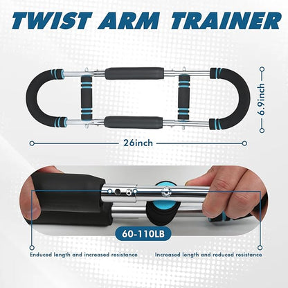 Twister Arm Trainer, 60-110lb Adjustable Chest Workout Equipment, Clip Muscle Trainer for Men&Women, Beginners or Professional, Portable Home Gym Exercise Machine for Arm Strength Training
