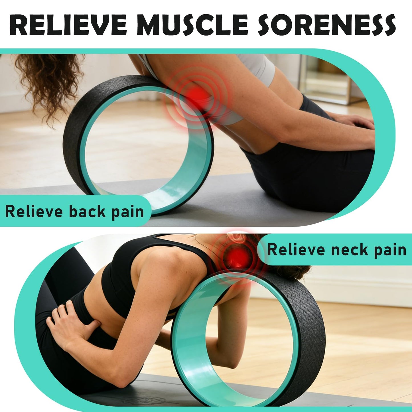 NGT 13 Inch Yoga Wheel for Back Pain Relief and Stretching - Strong & Comfortable Dharma Yoga Prop