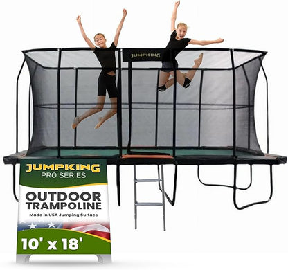 JumpKing Rectangle Trampoline Outdoor with Enclosure, Ladder, and Net, Large Recreational Trampoline for Kids and Adults, ASTM Compliant, Heavy Duty, Weather-Resistant, 1200LBS Capacity
