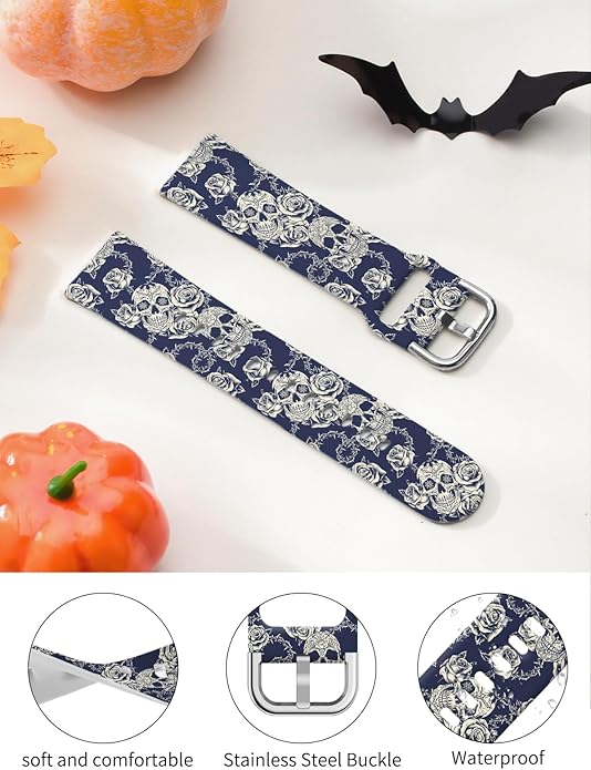 Watbro Halloween Holiday Band Compatible with Fitbit Versa 3 / Sense/Fitbit Versa 4 / Sense 2 Bands for Women Men,Soft Silicone Cute Sport Pumpkin Strap