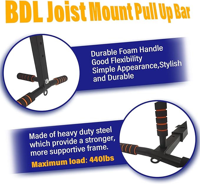 BDL Wall Mounted Pull Up Bar Chin Up bar Multifunctional Dip Station for Indoor Home Gym Workout, Power Tower Set Training Equipment Fitness Dip Stand Supports to 440 Lbs