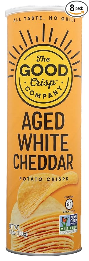 The Good Crisp Company, Aged White Cheddar Flavor Potato Crips, 5.6 Oz (Pack of 8)