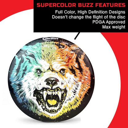 Discraft ESP Buzzz Supercolor Midrange Disc Golf Disc - Custom Design Discraft Discs - Straight Flying and Great for All Skill Levels - Free Mini Marker Included