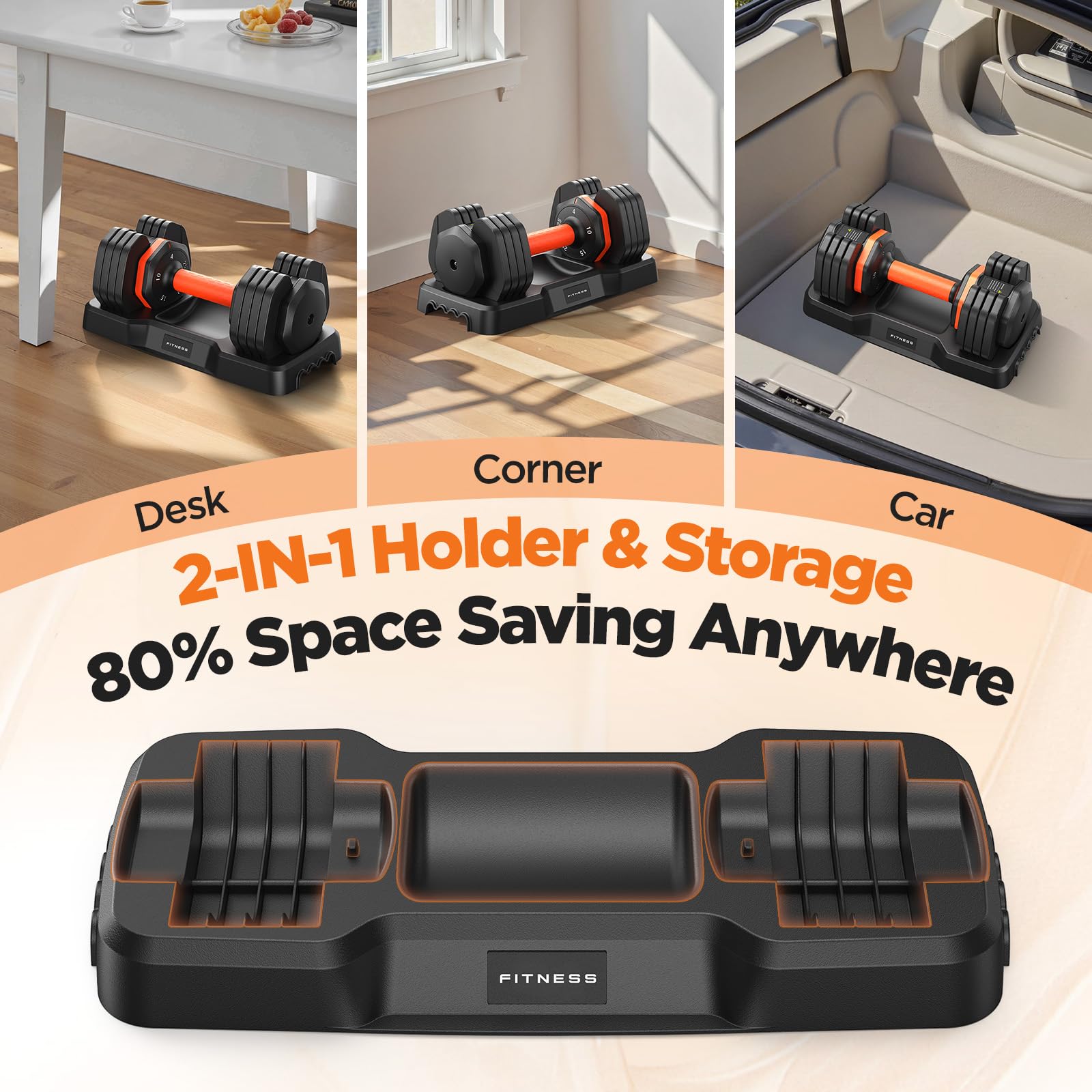 2026 Updated Adjustable Dumbbell Set of 2, 5-in-1 Weights Dumbbell Set with Storage Box, 25lbs