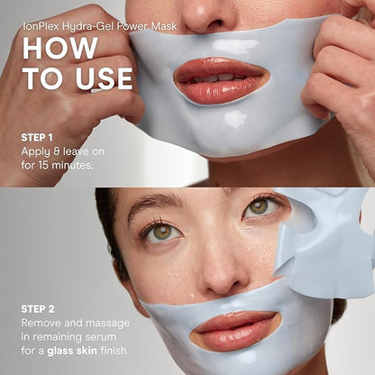 NuFACE IonPlex Hydra-Gel Power Mask - Hydrogel Korean Face Mask to Help Boost Hydration, Smooth Fine Lines & Enhance Microcurrent Results - Reveals a Dewy, Glass Skin Glow (5 Count)