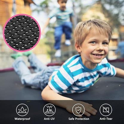 SKOK Trampoline 8FT 10FT 12FT 14FT 15FT Trampolines with Enclosure Net, 400LBS Outdoor Trampolines for Kids with Basketball Hoop-ASTM Approved Trampoline for Children and Adults with Ladder
