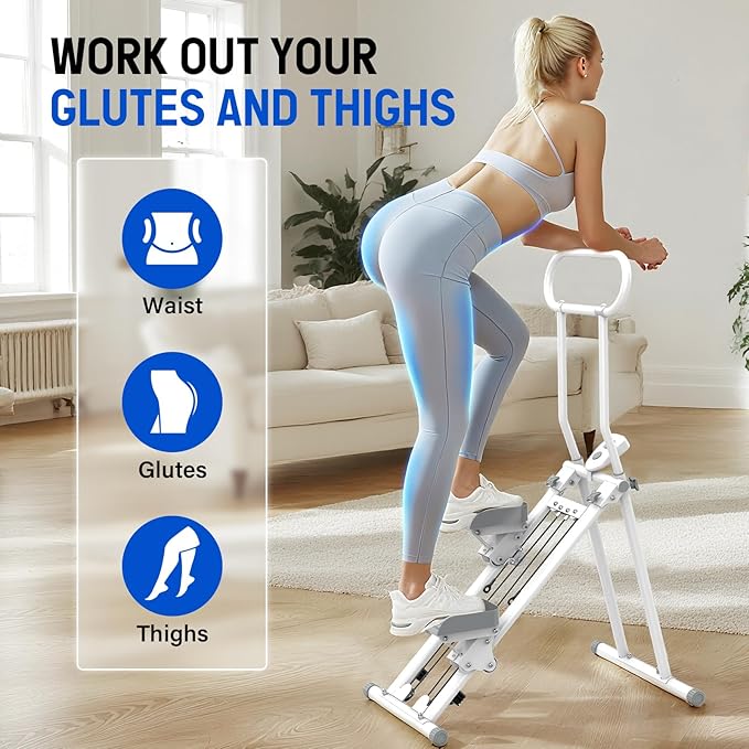 Stair Stepper for Exercise at Home, Folding Stairmaster Machine for Cardio Fitness, Vertical Stair Climber with Adjustable Handlebar, Portable Steppers with 310lbs Loading Capacity