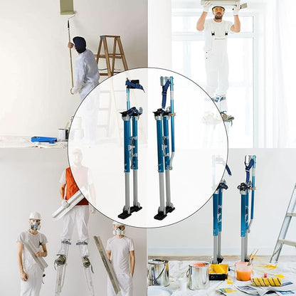 36"-50" Black Drywall Stilts Aluminum Tool Stilt with Protective Knee Pads Portabl Adjustable For Painter Walking Painting