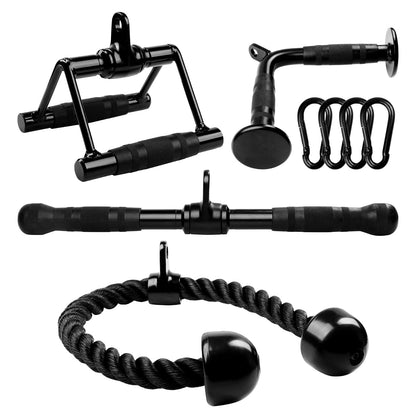 Yes4All Combo Double D Handle, Tricep Rope, Straight Bar & V Bar, Multi Cable Machine Accessories