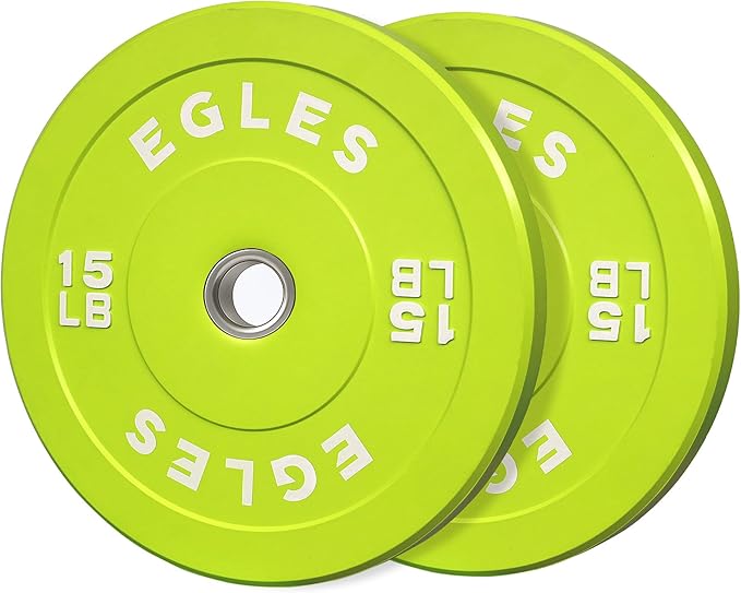EGLES Vibrant Colorful Olympic Weight Plates, Rubber Barbell Plates, 2-inch Standard Virgin Rubber Bumper Plate 10 15 25 35 45LB for Home Gym Weightlifting, Strength Training, Fit Workouts