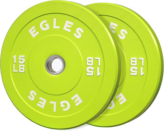 EGLES Vibrant Colorful Olympic Weight Plates, Rubber Barbell Plates, 2-inch Standard Virgin Rubber Bumper Plate 10 15 25 35 45LB for Home Gym Weightlifting, Strength Training, Fit Workouts