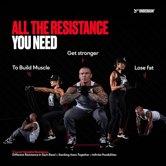 Undersun Resistance Bands for Working Out | Heavy Resistance Bands for Strength Training & Pull Up Assistance | Indoor/Outdoor, Gym, Home Exercise Bands Resistance
