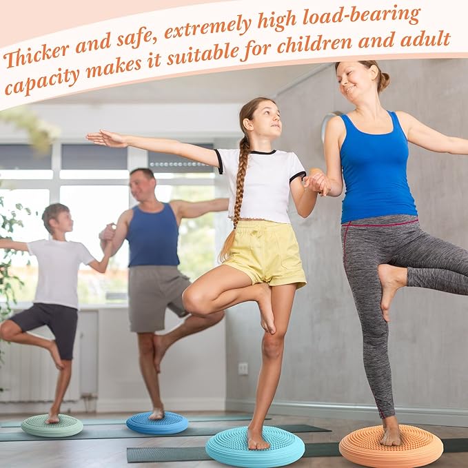 Libima 4 Pcs Wiggle Seat Inflated Wobble Cushion for Sensory Kid 13 Inches Balance Disc Flexible Seating for Classroom Sensory Pad for Chair Wiggle Cushion with Needle Pump