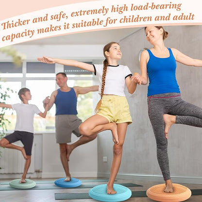 Libima 4 Pcs Wiggle Seat Inflated Wobble Cushion for Sensory Kid 13 Inches Balance Disc Flexible Seating for Classroom Sensory Pad for Chair Wiggle Cushion with Needle Pump