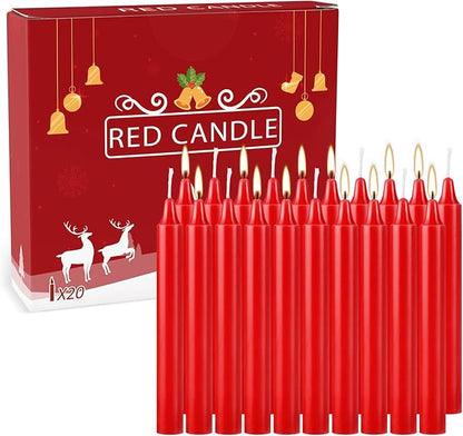 Set of 20 Red Candles ?“Spell Chime Candles for Christmas,Household, Wedding, Rituals, Prayer, Birthdays, Meditation, Altar,Party and Home Décor Candlesticks - 4 Inch Tall, Unscented (Red)
