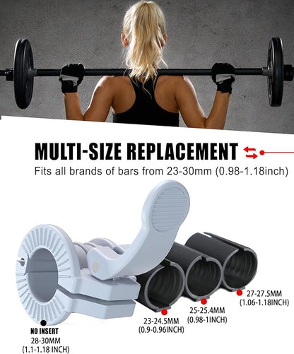 Barbell Clips 1 Inch Quick Release Weight Clamps 0.9-1.18inch Multi-Size Adjustable Olympic Clamps for Bars
