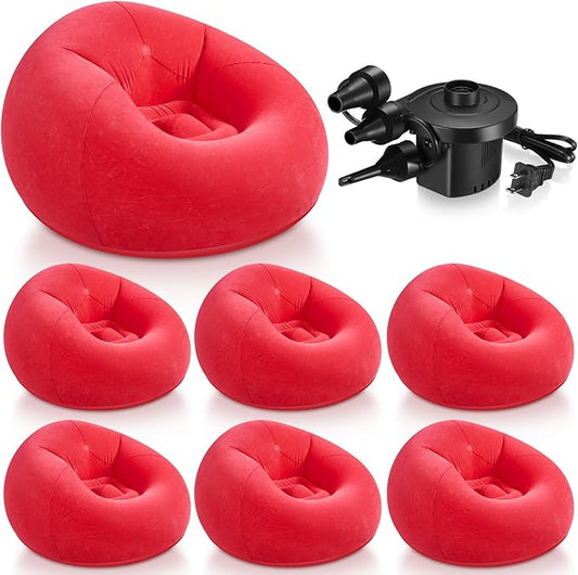 Realspring 6 Pcs Bean Bag Chairs for Adults Inflatable Chairs with Electric Air Pump,Blow up Couch