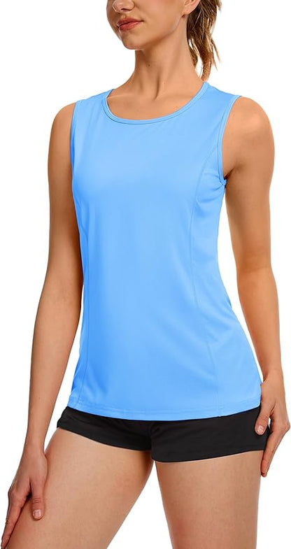 TACVASEN Women's UPF 80+ Workout Tank Top Sleeveless Quick Dry Sun Protection Hiking Athletic Gym Yoga Running Shirts