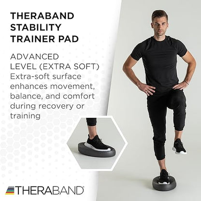 THERABAND Stability Trainer Pad, Advanced Level, Extra Soft, Black Foam Balance Pad for Physical Therapy, Exercise Pad for Core Strength, Lightweight Non-Slip Balance Trainer, Portable Foam Pad for Home or Clinic Use