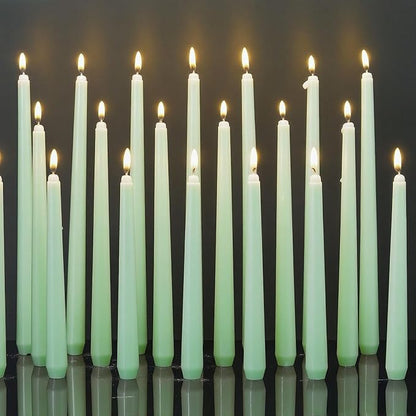 MTLEE Taper Candles 8/10/12 Multi Height Unscented Taper Candles 8 Burn Hours for Dinner Decorative Home Decoration Wedding Party Candlesticks(Bean Green,36)