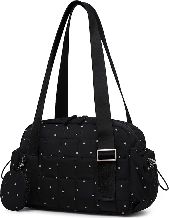 CAMTOP Mini Gym Bag for Women, Small Gym Tote Bag Puffy Quilted Sports Duffel Bag with Wet Compartment and Coin Purse Duffel Bags Dance Yoga Workout Bag