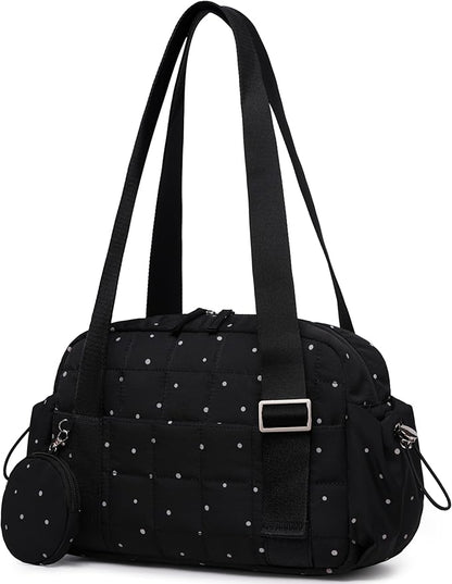 CAMTOP Mini Gym Bag for Women, Small Gym Tote Bag Puffy Quilted Sports Duffel Bag with Wet Compartment and Coin Purse Duffel Bags Dance Yoga Workout Bag