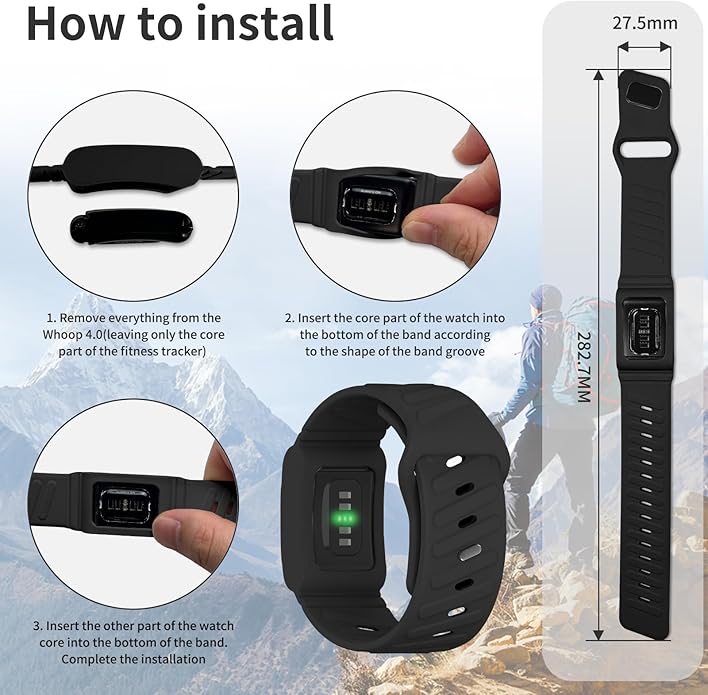 Silicone Sport Band Compatible with Whoop 4.0 Band for Men Women,Soft Comfort Durable Replacement Wristbands for Whoop 5.0 Silicone Bands